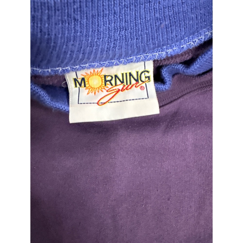 Morning Sun Vintage 90s Scenic Tree Sweatshirt Purple USA Nature AOP Mens L - Picture 3 of 7